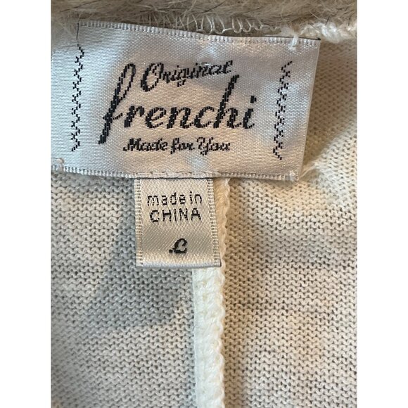 Vintage Frenchi Faux Fur Collar Cardigan Sweater With Pearl Buttons - L - Picture 4 of 10